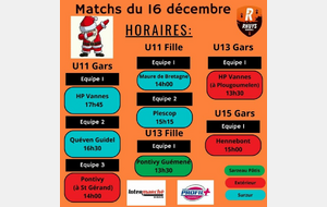 Matchs du 16 décembre