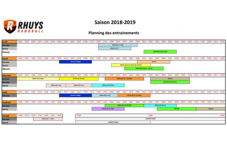 Planning des entrainements
