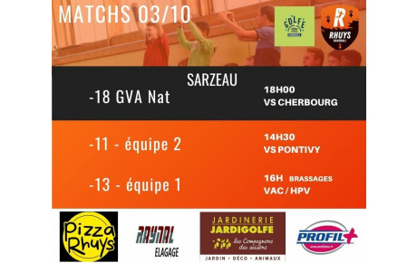 Les matchs de Rhuys HB du 03 octobre