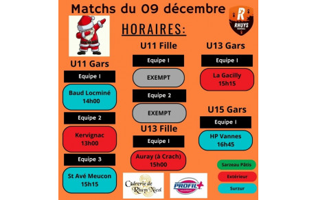 Matchs du 09 décembre